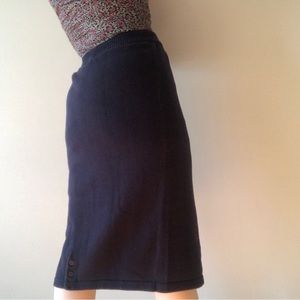 Vintage 80s navy blue knit sweater skirt